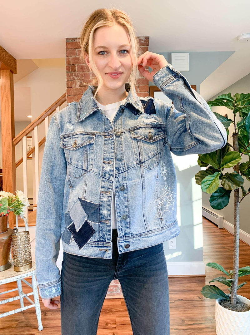 Haylez x Olive French One Of A Kind Customized Jean Jacket : "Wanderlust"