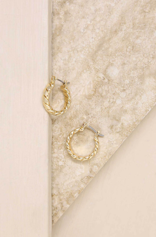 Textured Mini Hoops in Gold