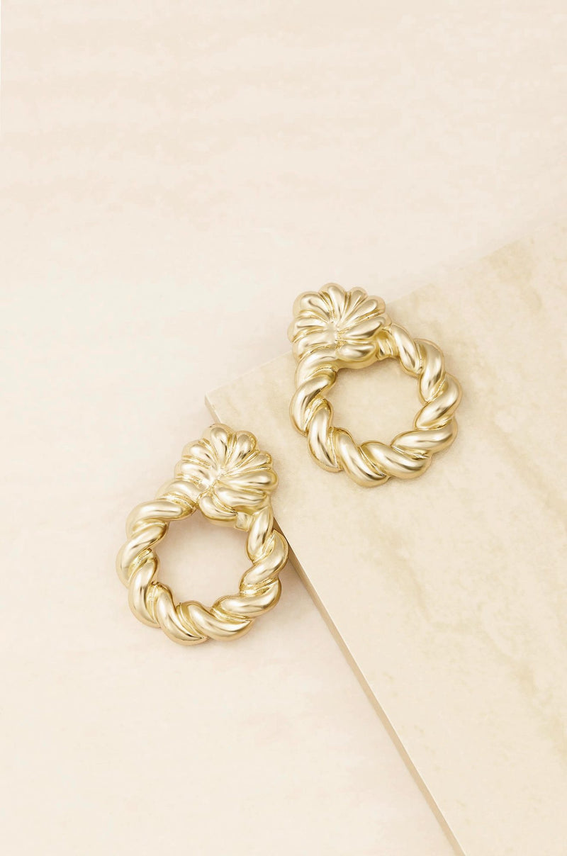 Twist and Shout Gold Textured Earrings