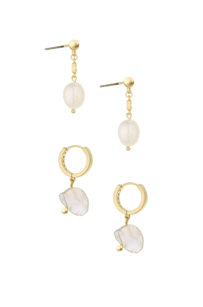 Baby Pearl 18k Gold Plated Dangle Earring Set
