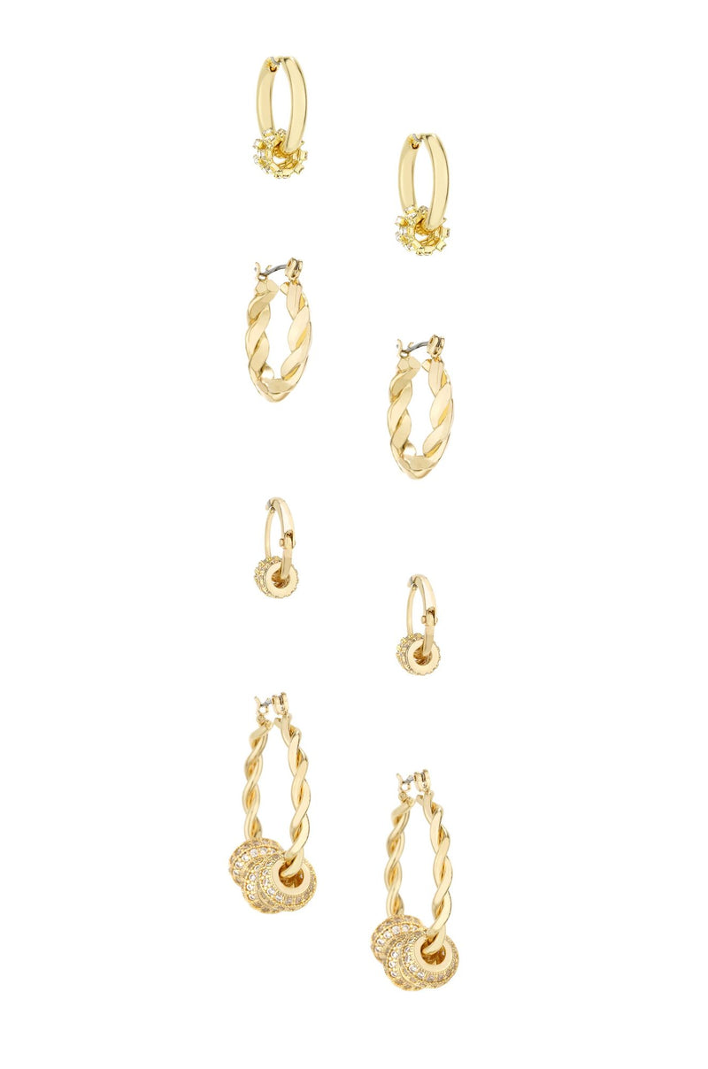 Multi Size Hoop Party Earring Set in Gold