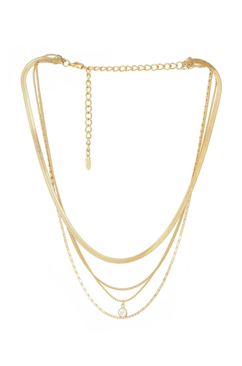 "All The Chains" Layered Necklace In Gold